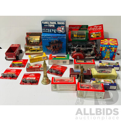Large Collection of Automobilia Including Several Coca-cola Diecast Cars in Packaging