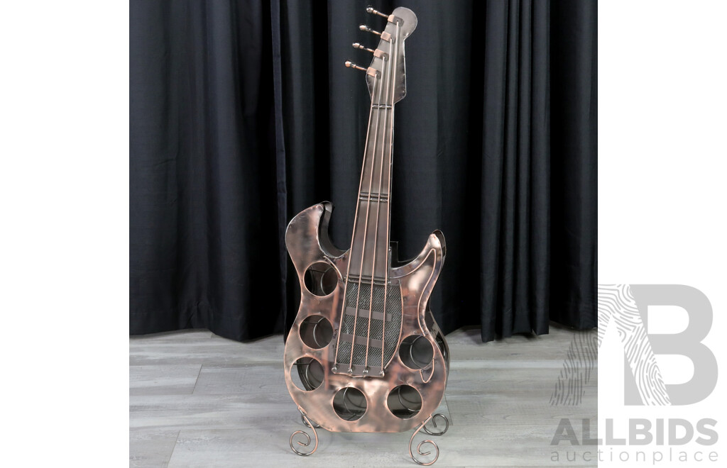 Metal Guitar Form Wine Rack