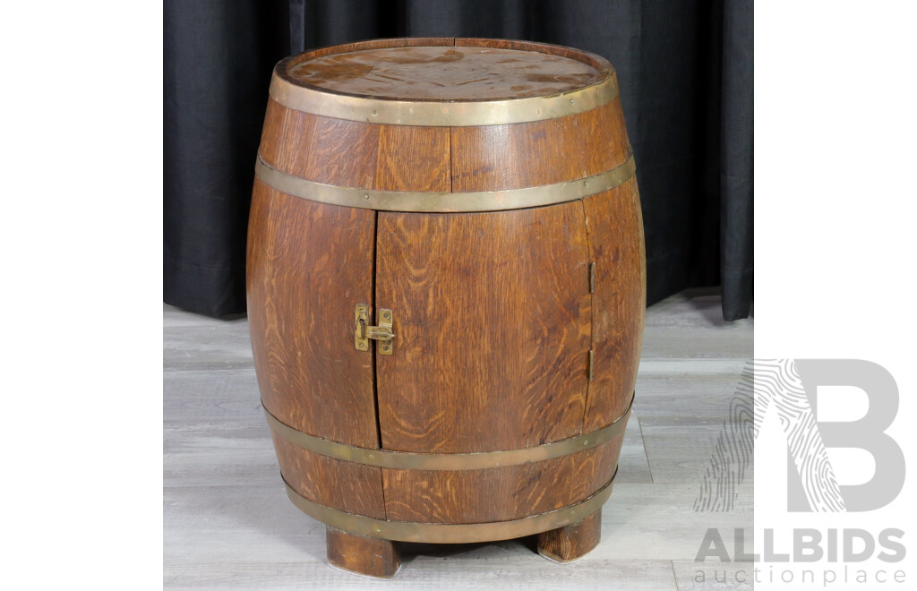 Vintage Oak Port Barrel Converted to Drinks Cabinet