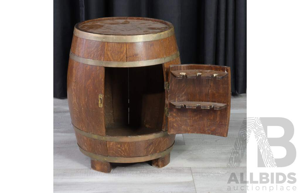 Vintage Oak Port Barrel Converted to Drinks Cabinet