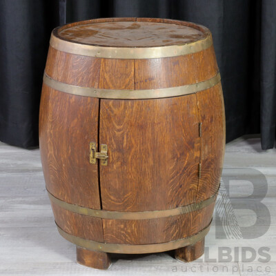 Vintage Oak Port Barrel Converted to Drinks Cabinet