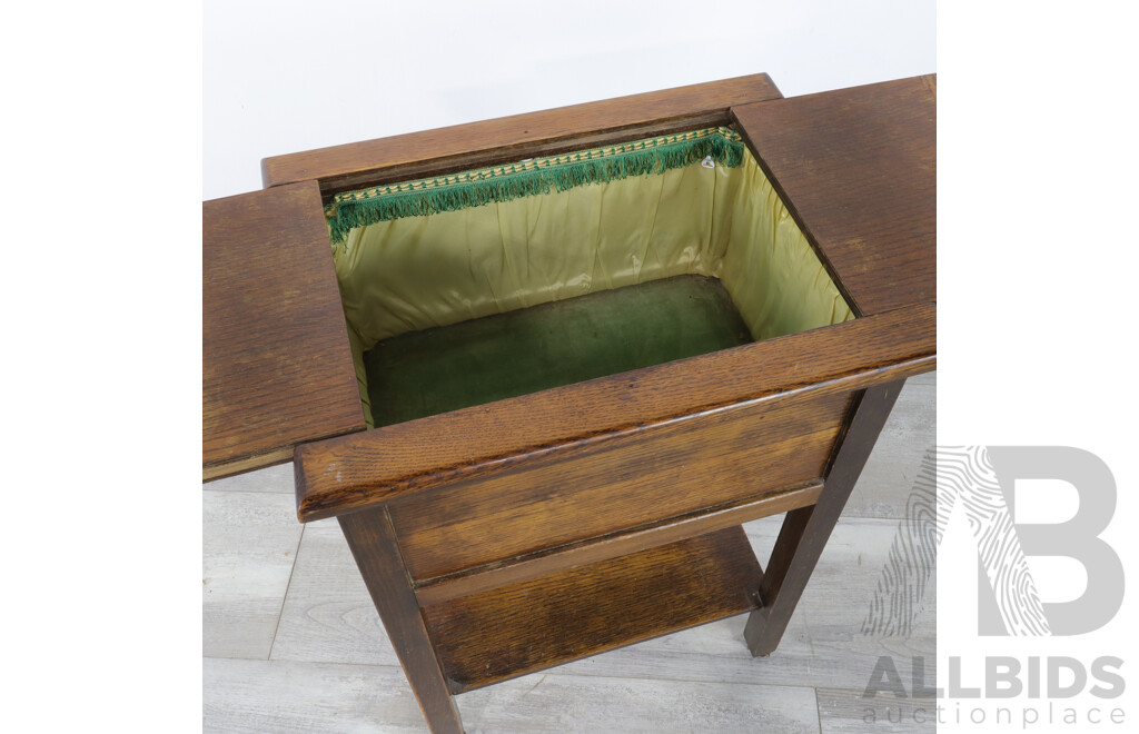 Antique Oak Sewing Table