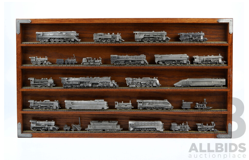 Franklin Mint Pewter Steam and Electric Locomotive Collection Including Gladstone, Mallard and Yorkshire Examples