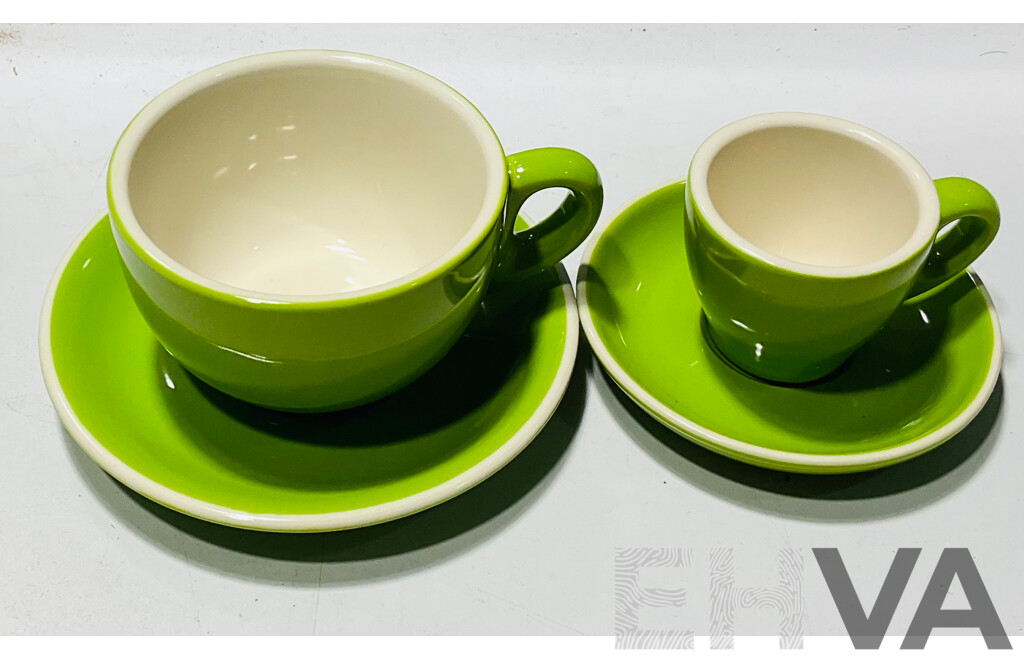 Quantity of Rockingham by Andrew Hawley Lime Green Coffee and Espresso Cups and Saucers