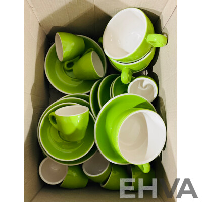 Quantity of Rockingham by Andrew Hawley Lime Green Coffee and Espresso Cups and Saucers