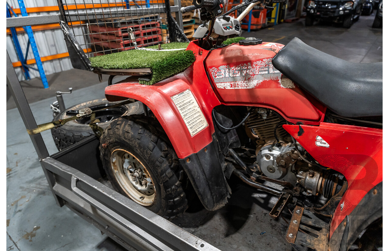 Honda Big Red Quad Bike and 1980 Trailer with Ramps