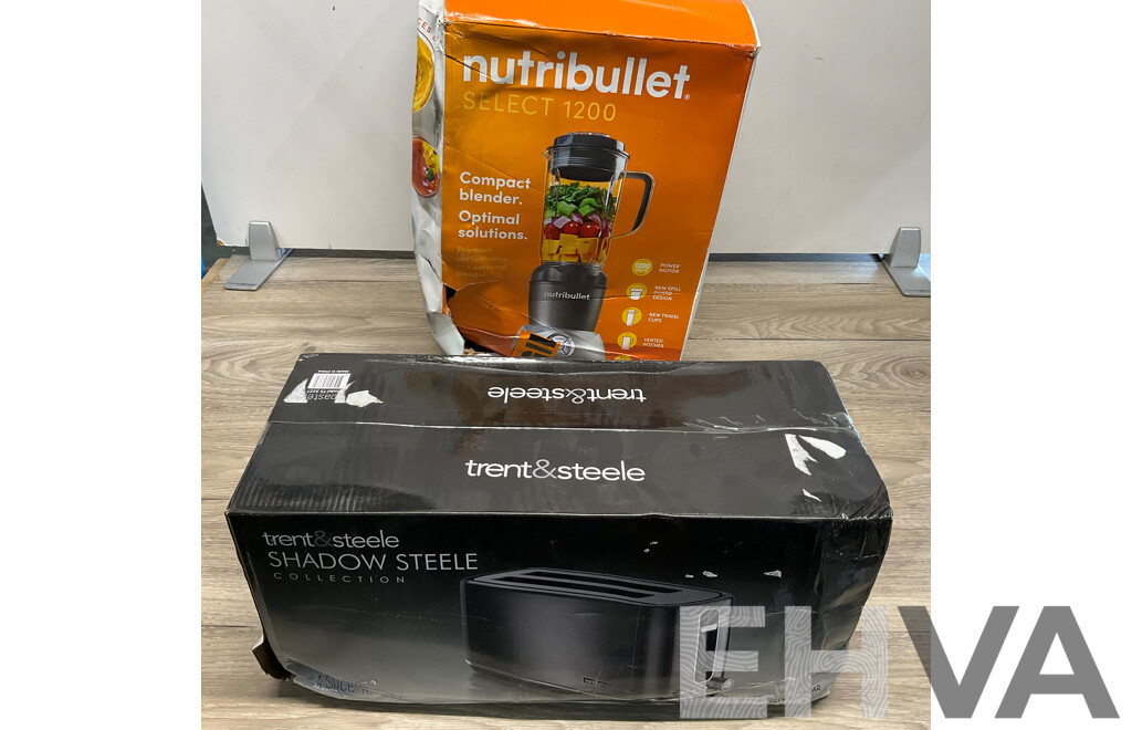 TRENT STEELE Shadow 4-Slice Toaster TS3277 & NUTRIBULLET Select 1200 Blender - Lot of 2