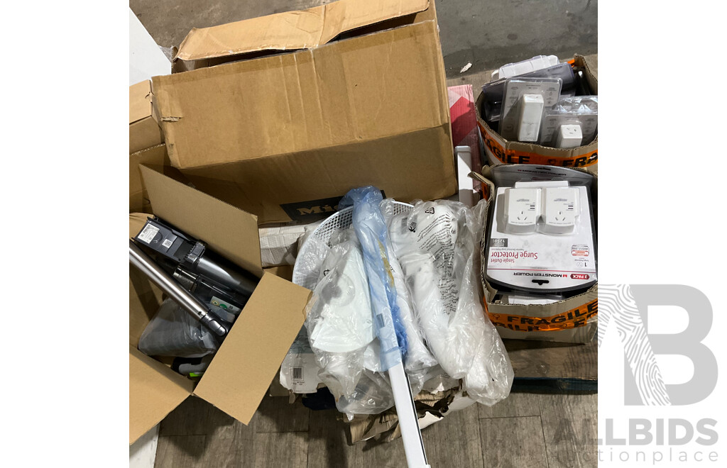 Full Pallet of Mixed / Assorted Home Electrical and Appliances - Full Pallet of Water Damaged /Broken / Missing Parts - for Parts or Spares