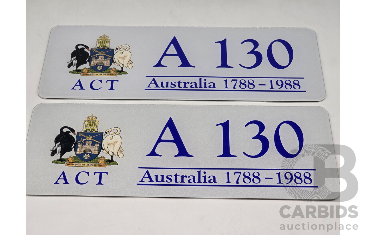 ACT Bicentennial Number Plate - A130