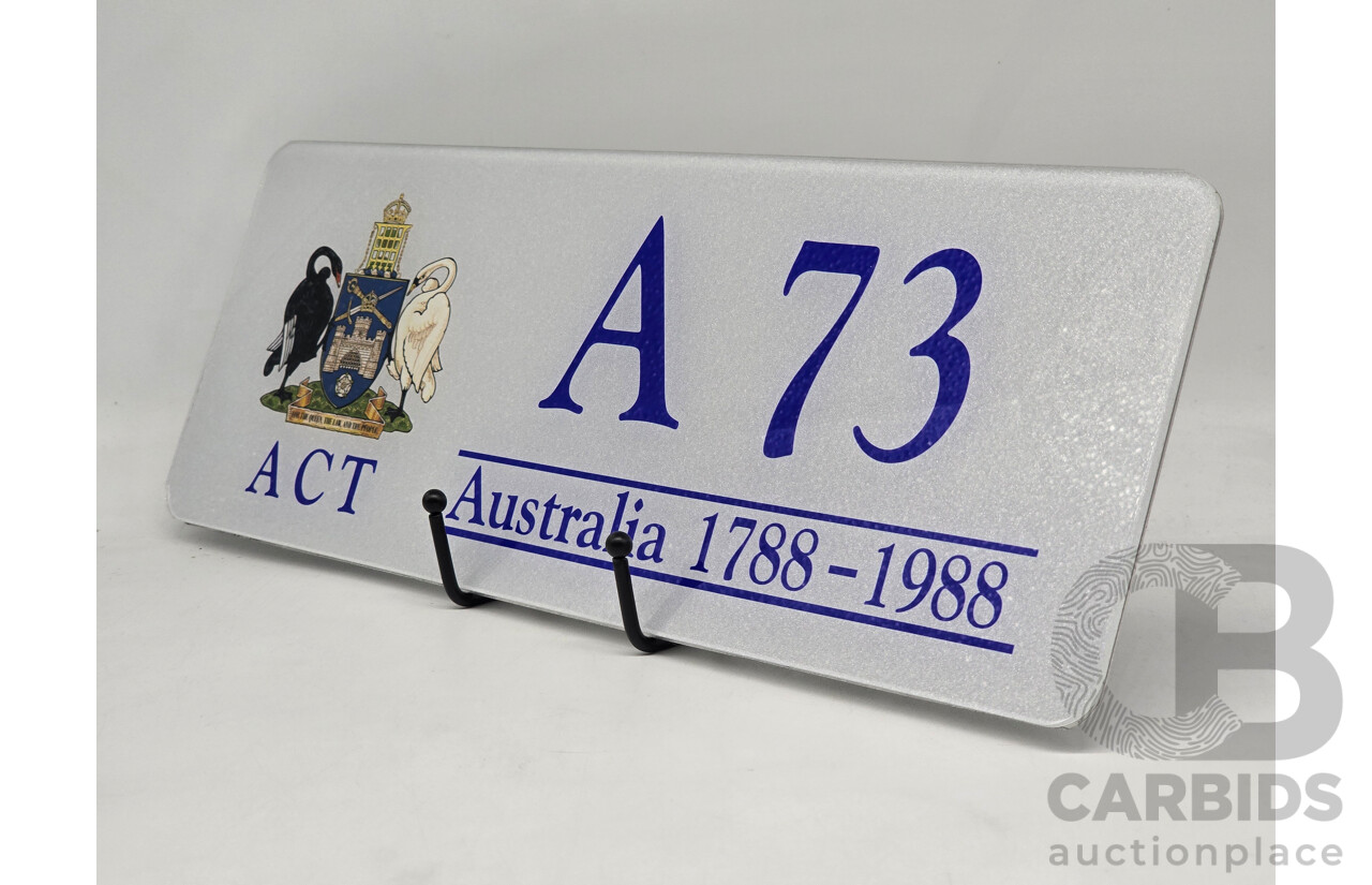 ACT Bicentennial Number Plate - A73