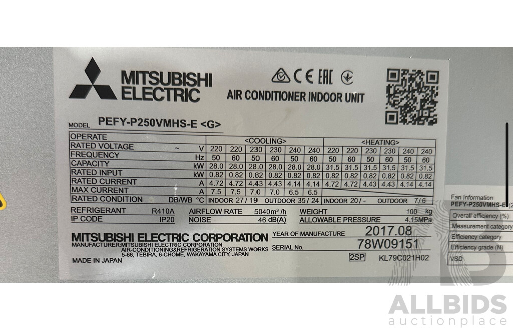 Mitsubishi Air Conditioning Indoor Units  (FCU's)