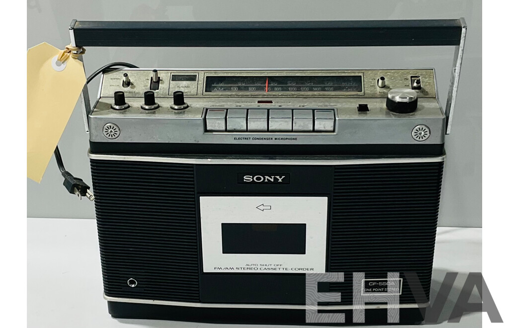 Vintage Sony CF-550A Auto Shut Off FM/AM Stereo Cassette-Corder