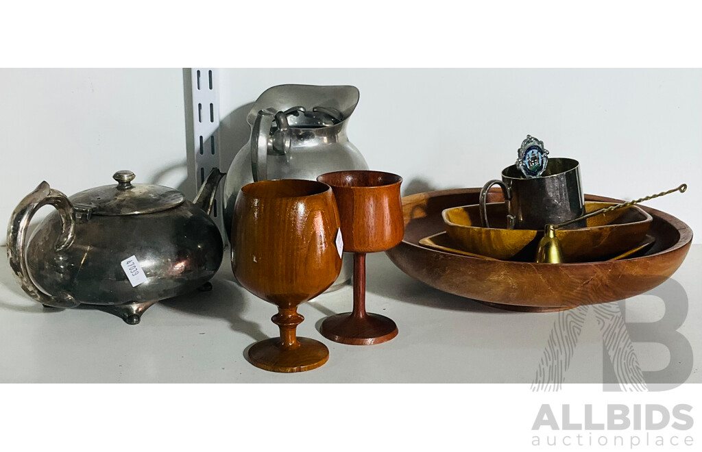 Collection of Wooden, Pewter and Other Decorative Homewares