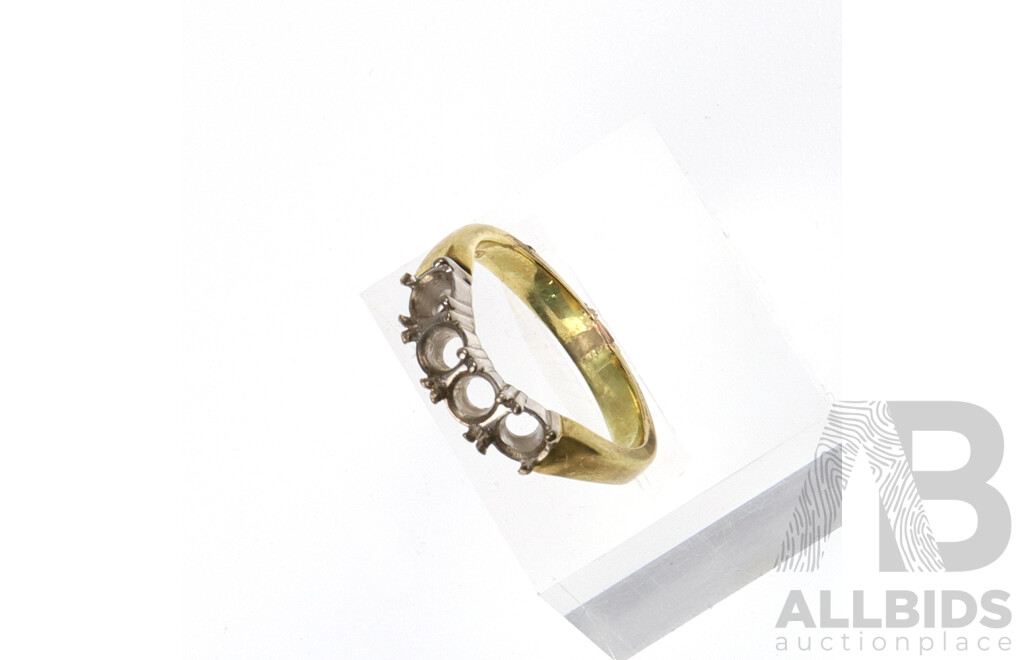 18ct Scrap Gold Ring - Stones Removed, Size N, 4.48 Grams
