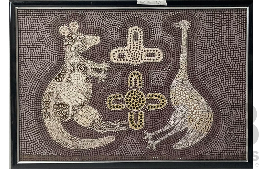 R. Cheney, Kangaroo & Emu Dreaming 1996, Acrylic on Board, Unsigned