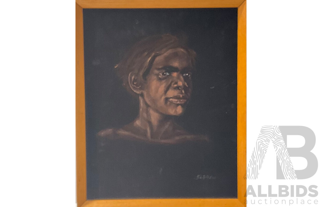 B. Lightfoot, Portrait of an Aboriginal Man, Oil on Velvet