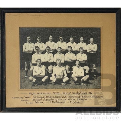 Royal Australian Naval College Rugby Team 1947, Vintage Photograph
