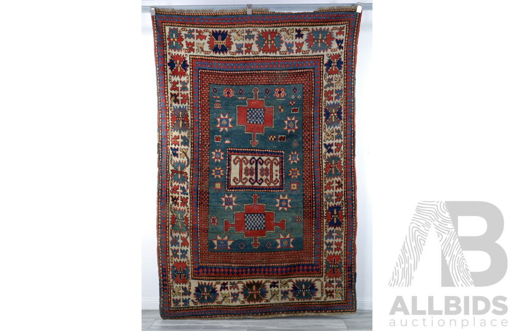 Antique Hand Knotted Caucasian Kazak Wool Rgg with Fantastic Bright Colours