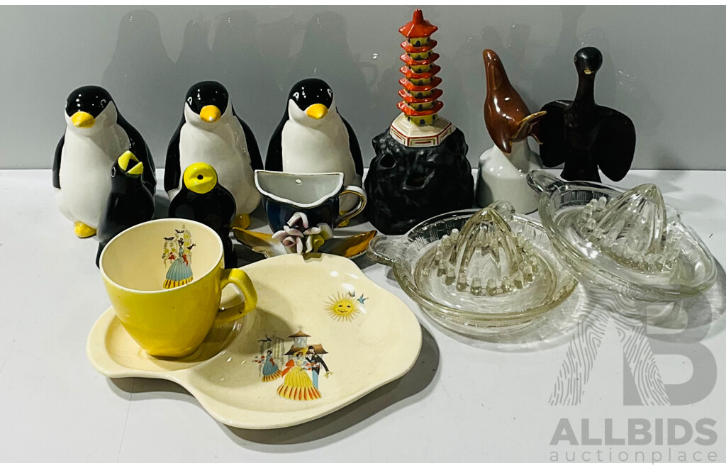 Collection Vintage Homewares Including Pair Glass Retro Juicers, Beswick England ‘Happy Morn’ Teacup and Toast Plate and More