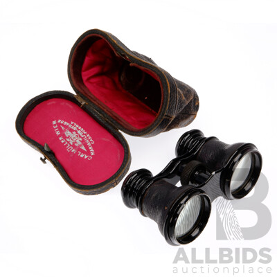 Antique Set Carl Muller Vienesse Binoculars in Leather Case