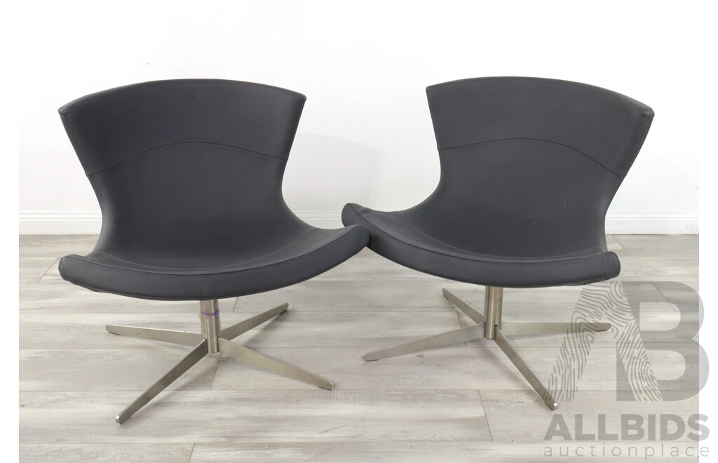 Pair of Contemporary Leather Upholstered Lounge Chairs