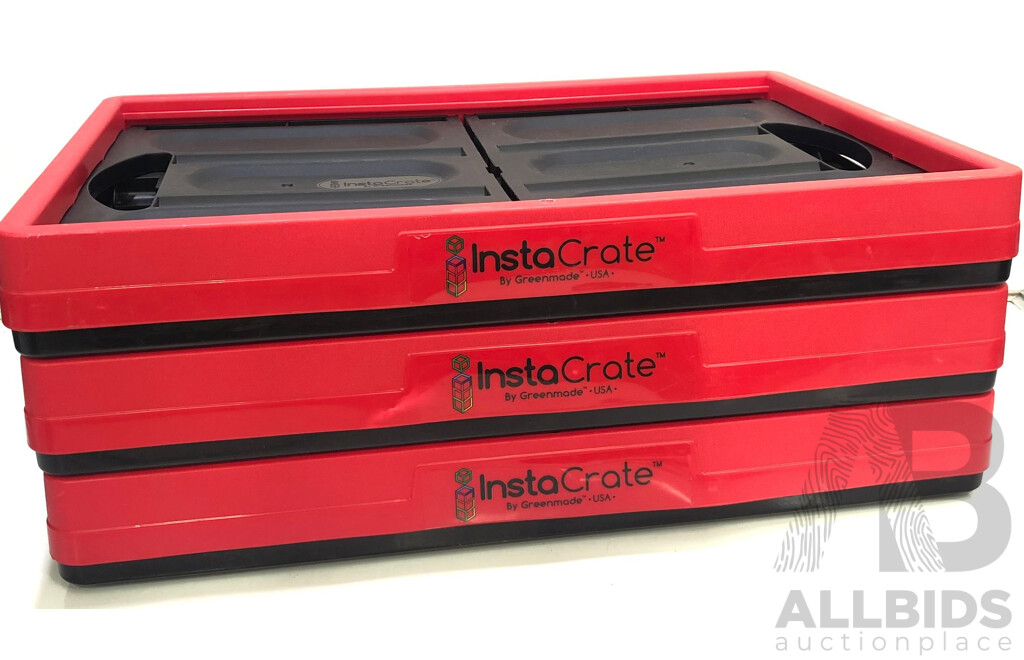InstaCrate Collapsible and Stackable 46L Storage Crates by Greenmade - Lot of Three - New