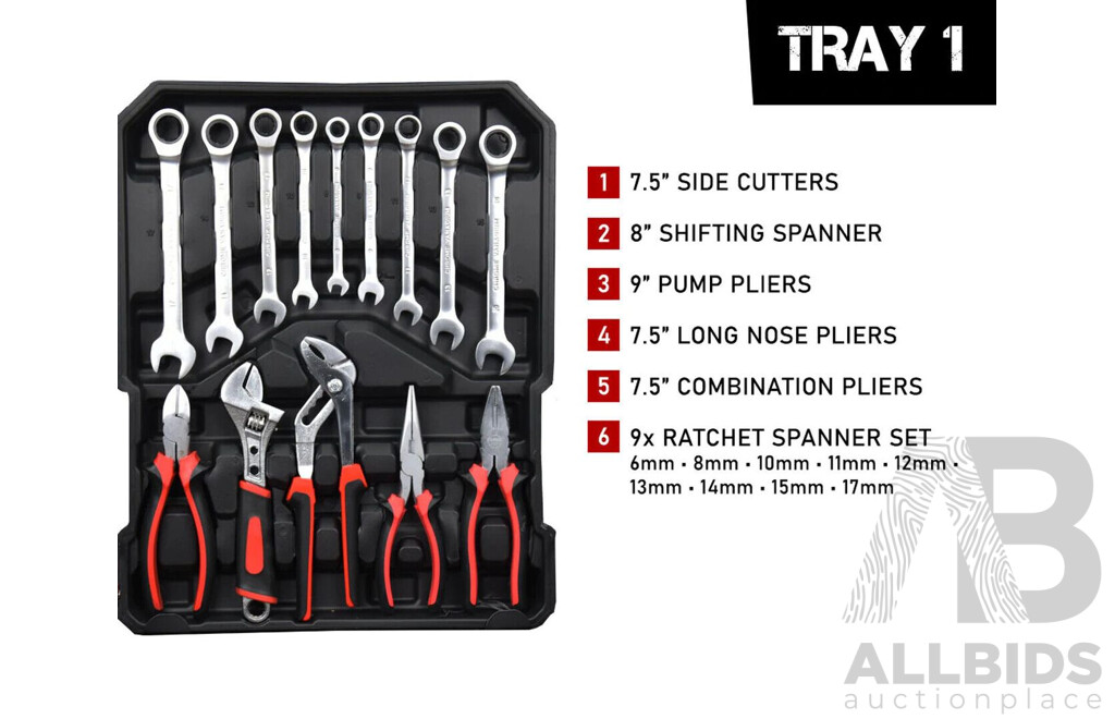 1000 Piece Tools Set with Ratchet Spanners - New