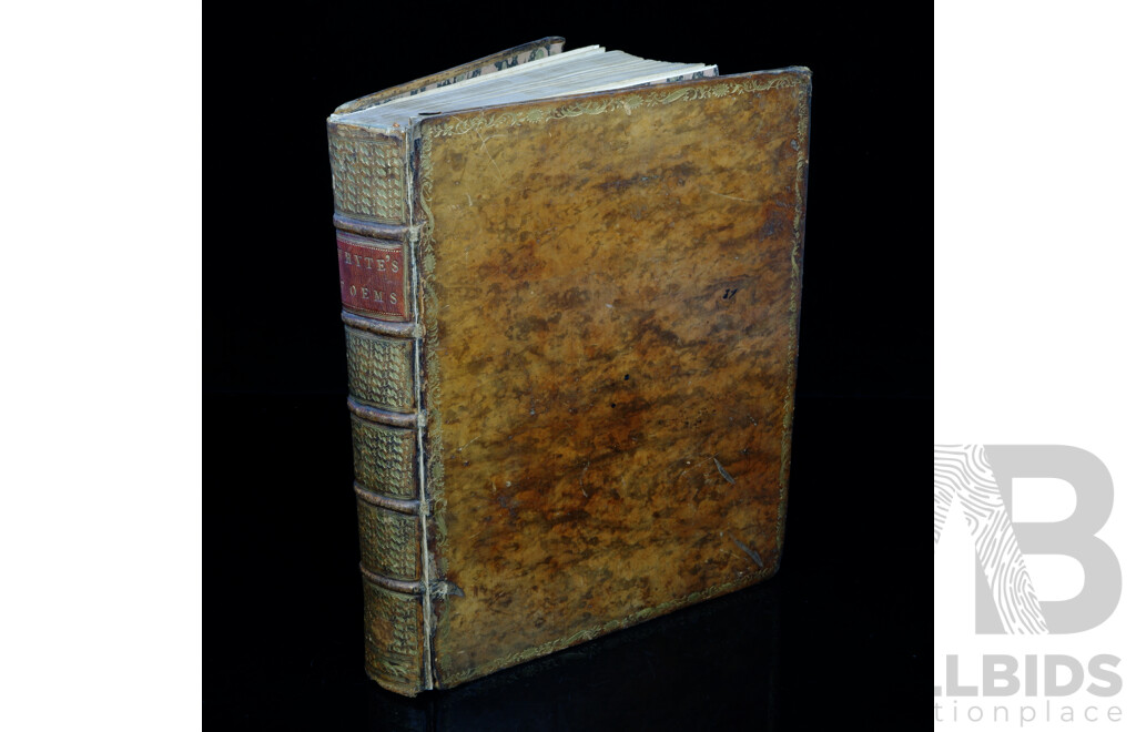 Rare Antique First Edition, Whytes Poems, the Shamrock or Hibernian Cresses Etc, Samuel Whyte, R Marchbank, Dublin, 1772, Full Leather Binding with Tooled Detail