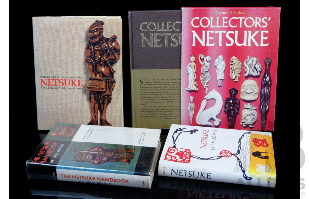 Collection Four Books Relating to Netsukes, All Hardcovers with Dust Jackets