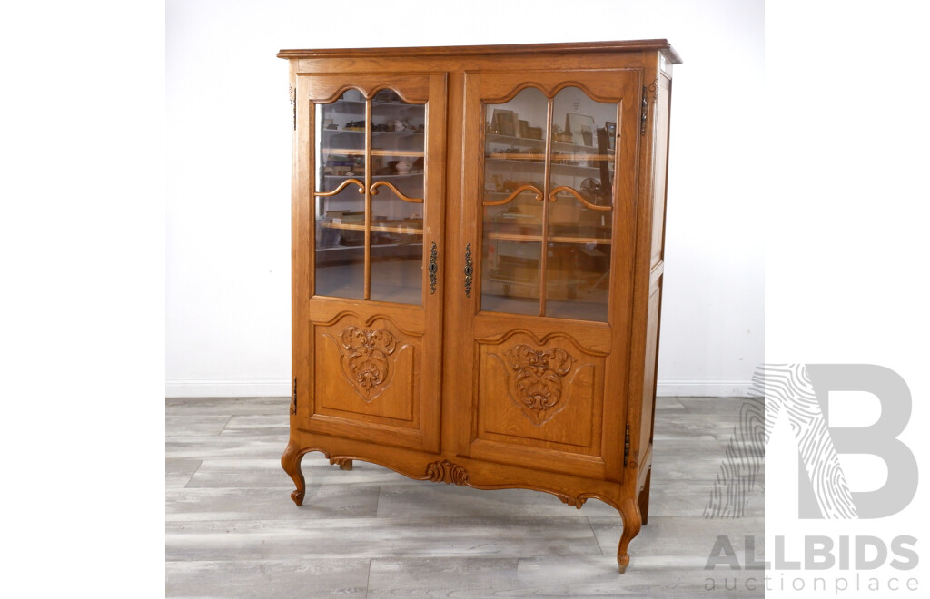 French Elm Display Cabinet