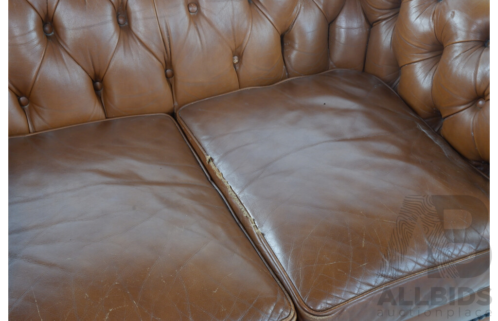 Brown Leather Two Seater Chesterfield by Moran Furniture