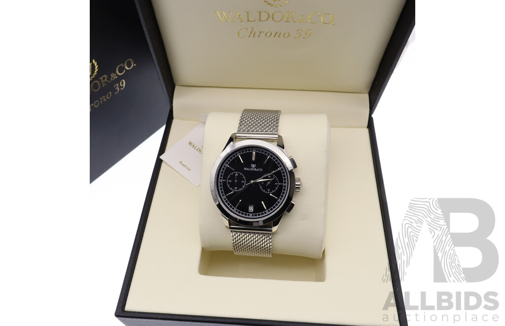 Waldor & Co. Chrono 39 Seiko VK64 Hybrid Movement Watch, New in Box