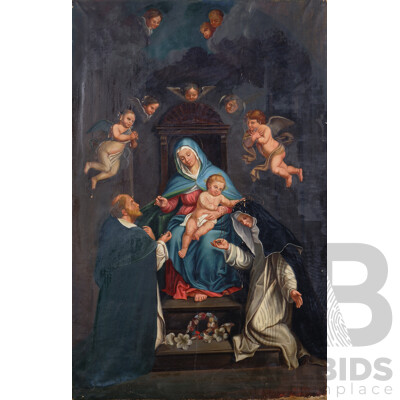 19th Century European School, Madonna of the Rosary, Oil on Canvas