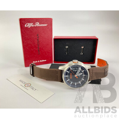 Hugo Boss Mens Watch HB300.1.14.2972 & Officina Alfa Romeo Cufflinks in Original Presentation Box