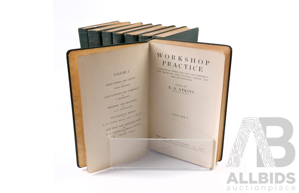Antique Book Set Workshop Practice, Ed E a Atkins, New Era Publishing Co, London, Volumes 1 to 8