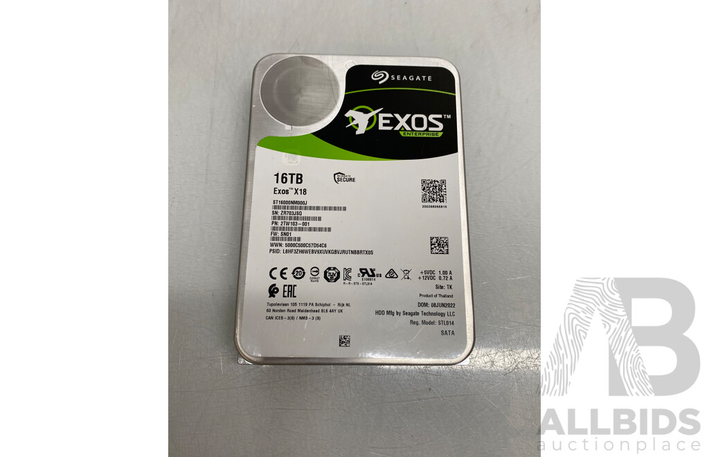 Seagate (ST16000NM000J) Exos X18 16TB SATA 6Gbps 3.5-Inch Hard Drive
