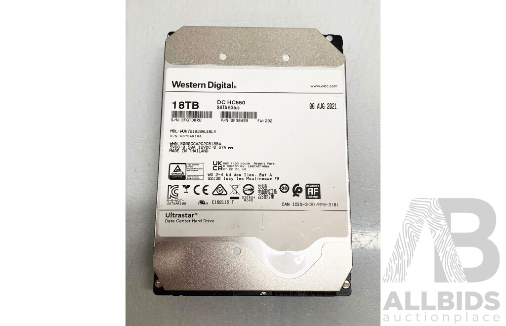 Western Digital (0F38459) Ultrastar 18TB SATA 6Gbps 3.5-Inch Hard Drive