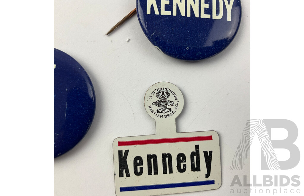 Collection of 1960’s John .F Kennedy and Robert F. Kennedy Campaign Badges/Pins Including Bastian Bros, Union Label Brand