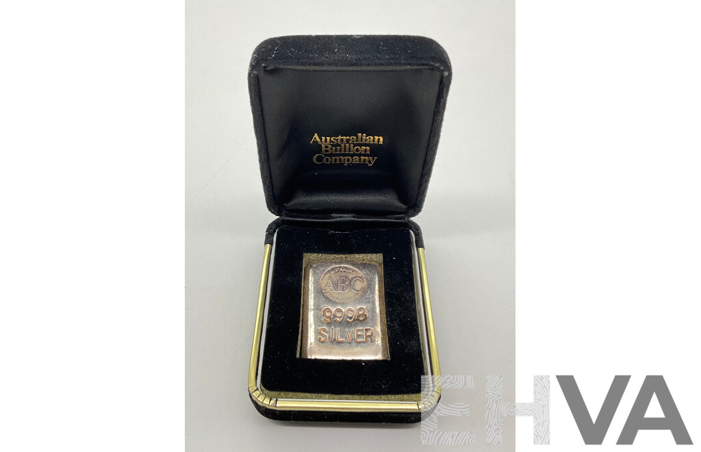 Australian Bullion Company (ABC) Silver Bar, in Original Box, 77.94 Grams