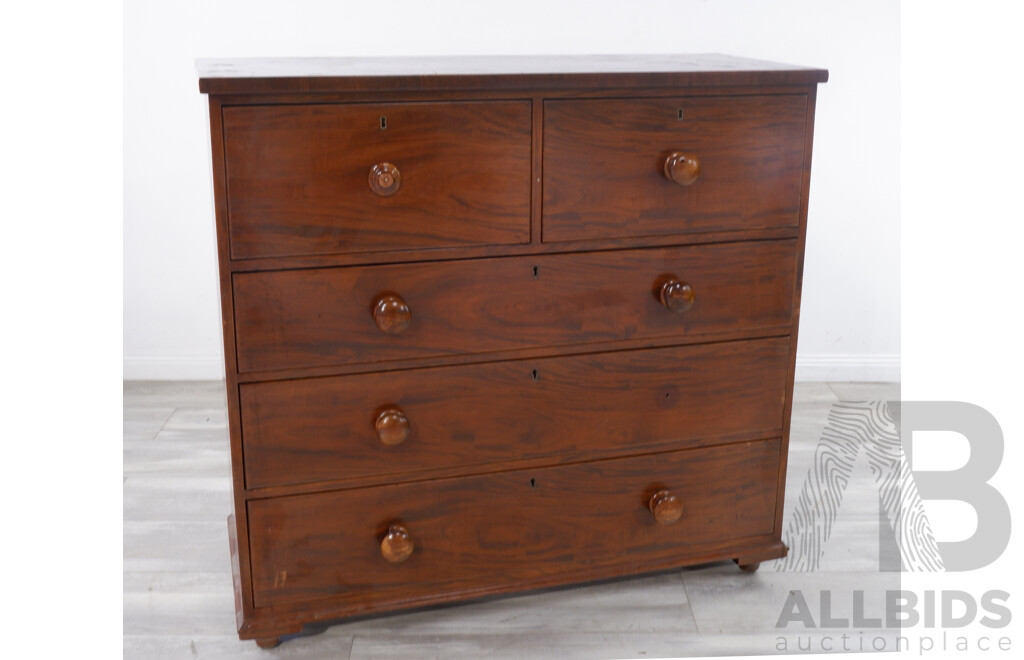 Victorian Mahogany Chest of Five Drawers