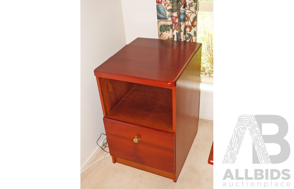 Mahogany Stained Solid Ash Desk Return with File Drawer