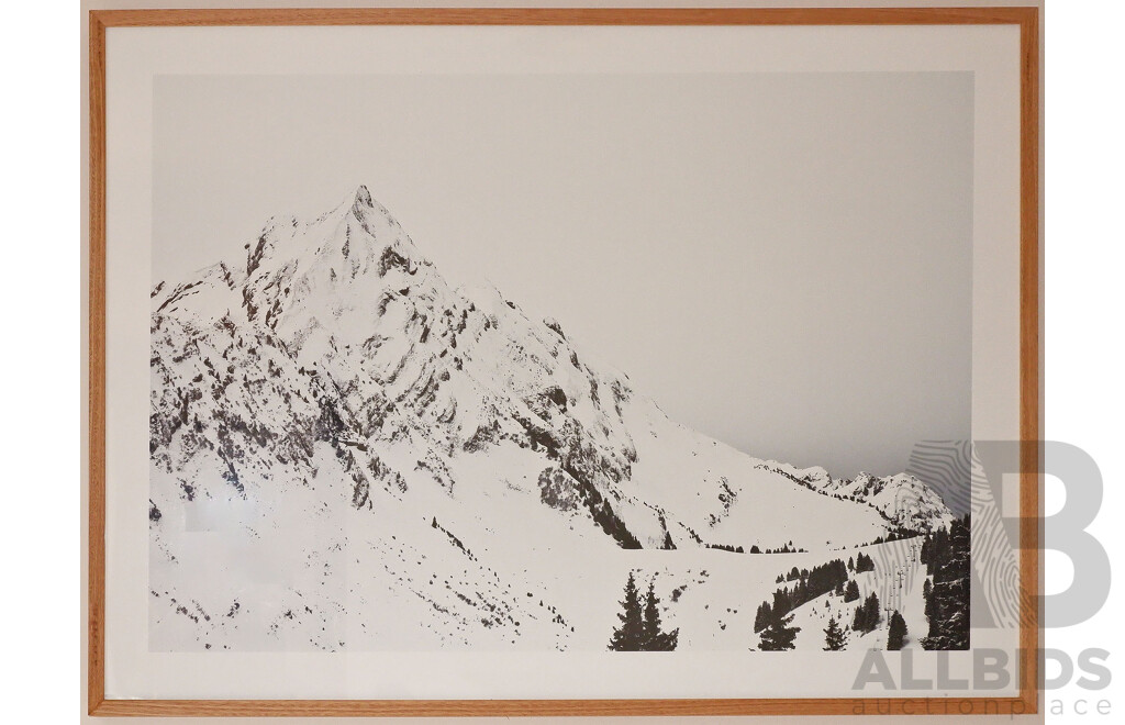 Solid Ash Framed Contemporary Photographic Print of an Alpine Landscape