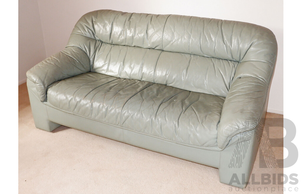 Astley Green Leather 2 Seater Lounge