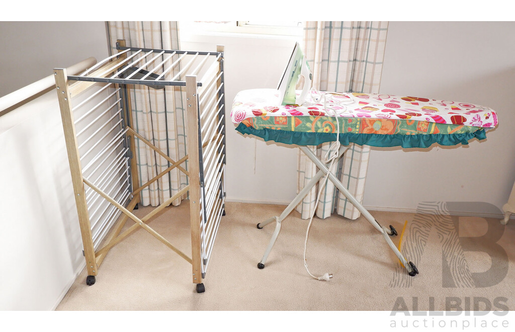 Ironing Board, Iron and Clothes Airer