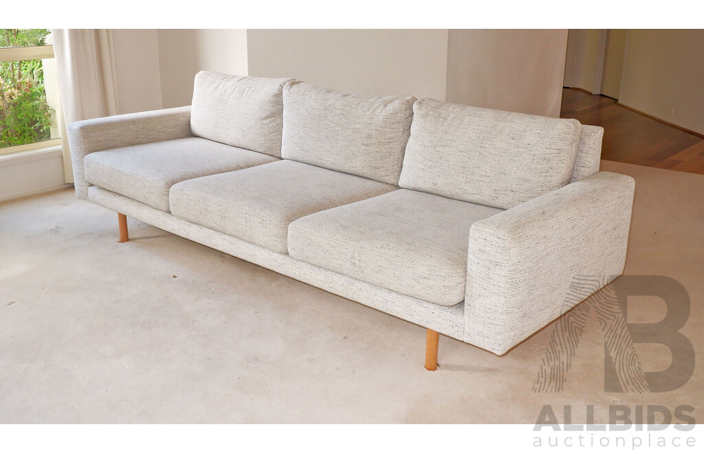 Contemporary Large 3 Seater Woven Lounge with Ash Legs