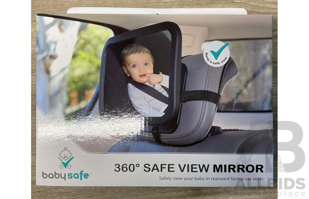 BABYSAFE Safe View Mirror & Back Seat Organiser & Car Seat Protector Mat - Lot of 5