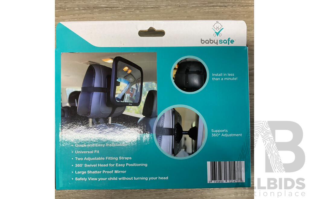 BABYSAFE Safe View Mirror & Back Seat Organiser & Car Seat Protector Mat - Lot of 5