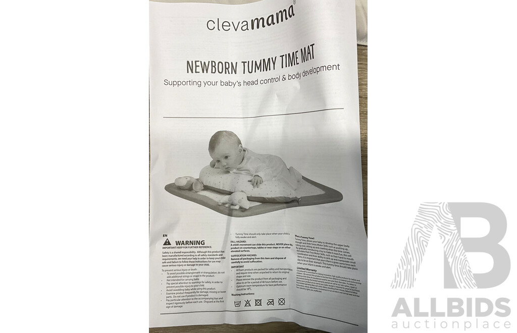 CLEVAMAMA  Newborn Tummy Time Mat - Lot of 2