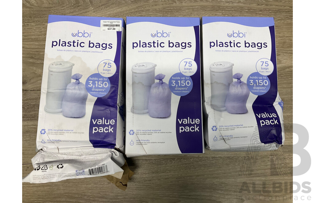 UBBI Plastic Bags Value Pack - Lot of 3