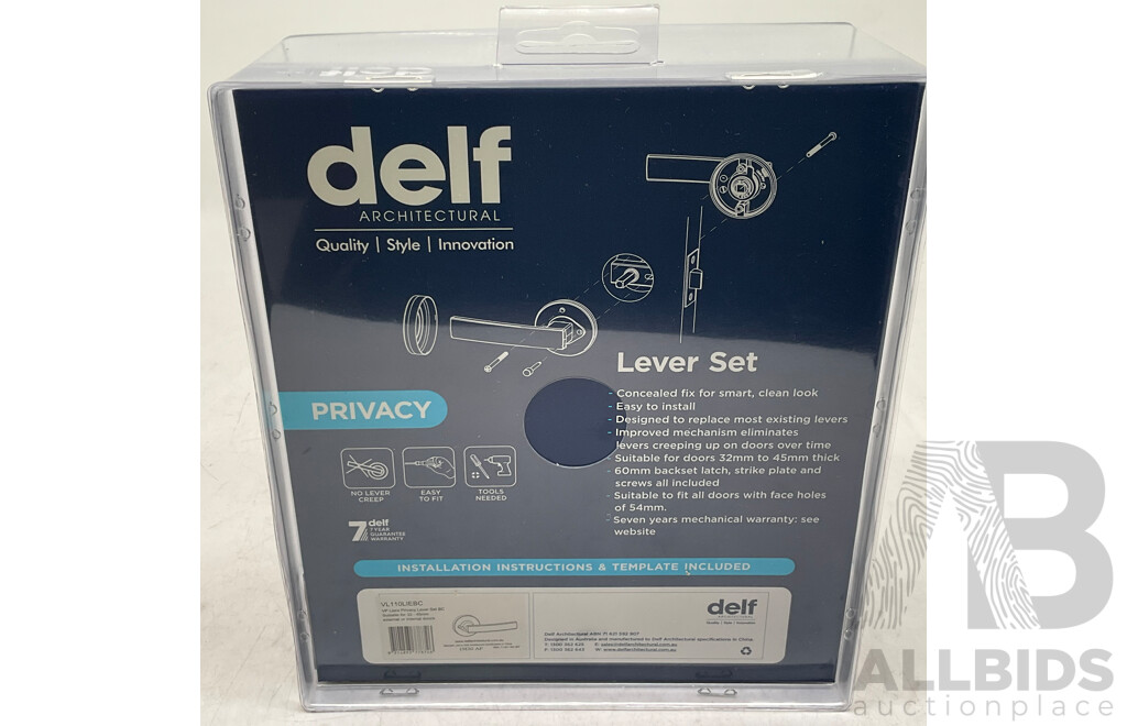 DELF TRADE Liera Privacy Lever Set on Round Rosette Bright Chrome (X5) - Total ORP $499.99